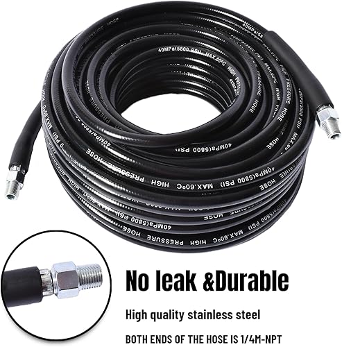 Miniatura 7 de Kit de chorro de alcantarillado para lavadora a presión 5800 PSI manguera limpiadora de drenaje 14 hembra NPT, nariz de botón, adaptador de lavadora