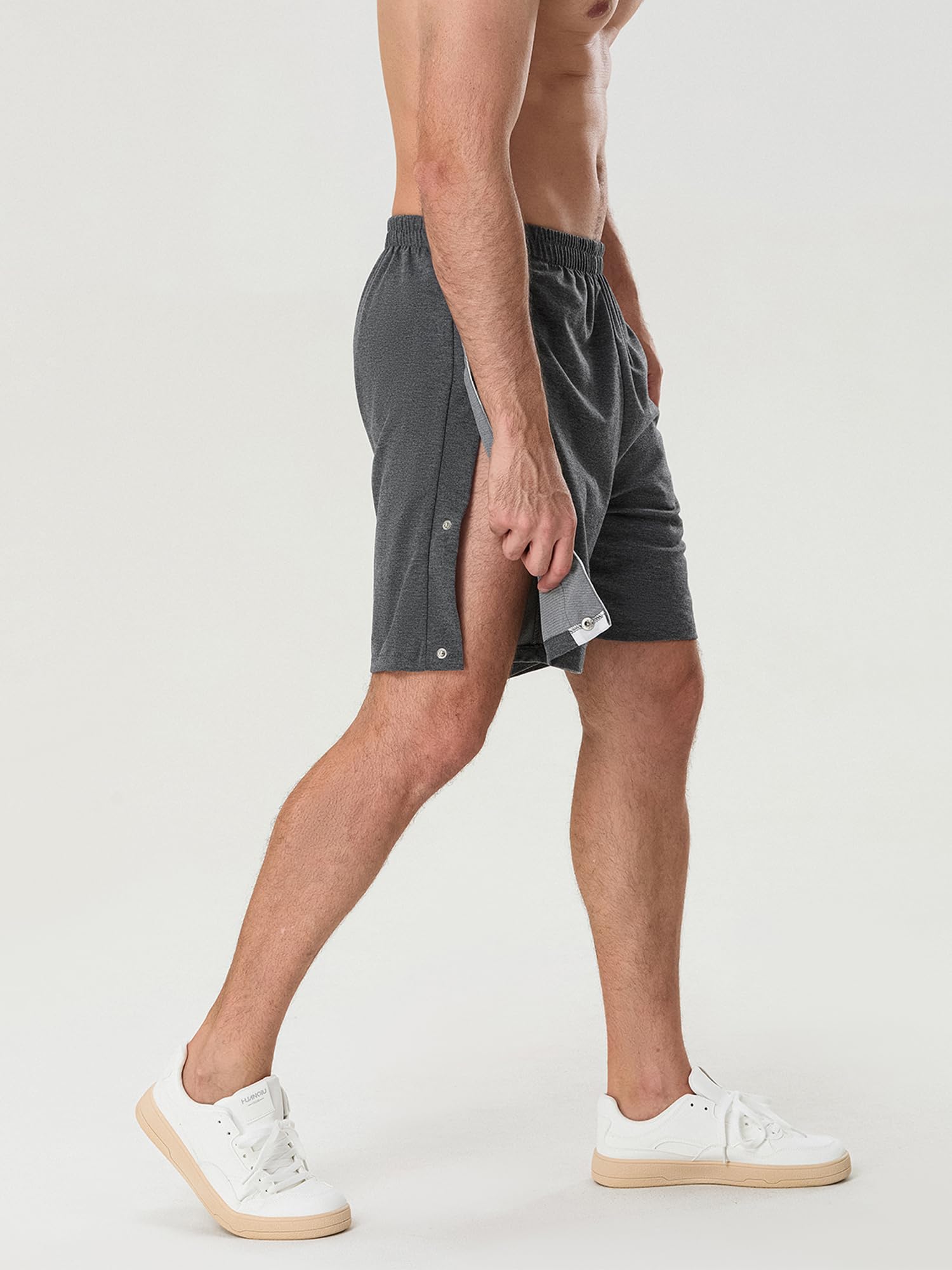 Sexy Outfit Pantaloncini Sportivi da Uomo a Strappo Chiusura con Bottoni Automatici Laterali Vita Elastica Pantaloncini da Allenamento per Palestra per Recupero Post Intervento Chirurgico con Tasche