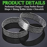 Vista 4 de DATANYA Paquete de 12 anillos de tarta perforados de acero inoxidable de 3.15 pulgadas, anillo redondo para pastel de mousse, molde de pastelería