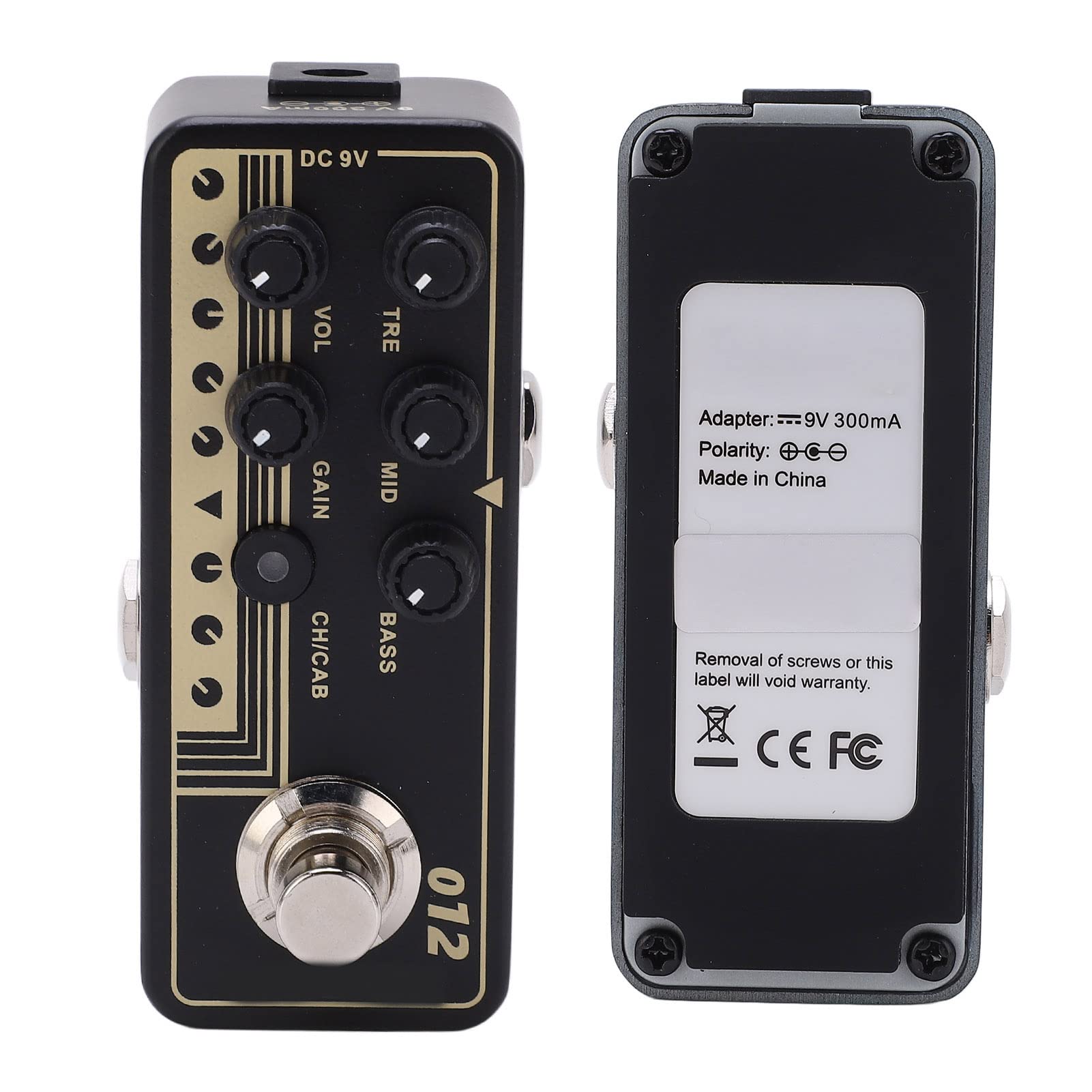 Pedale preamplificatore digitale Effetto sonoro rock classico Micro effetto preamplificatore con simulazione del cabinet Guscio in metallo Interfaccia nera da 1/4 pollici per