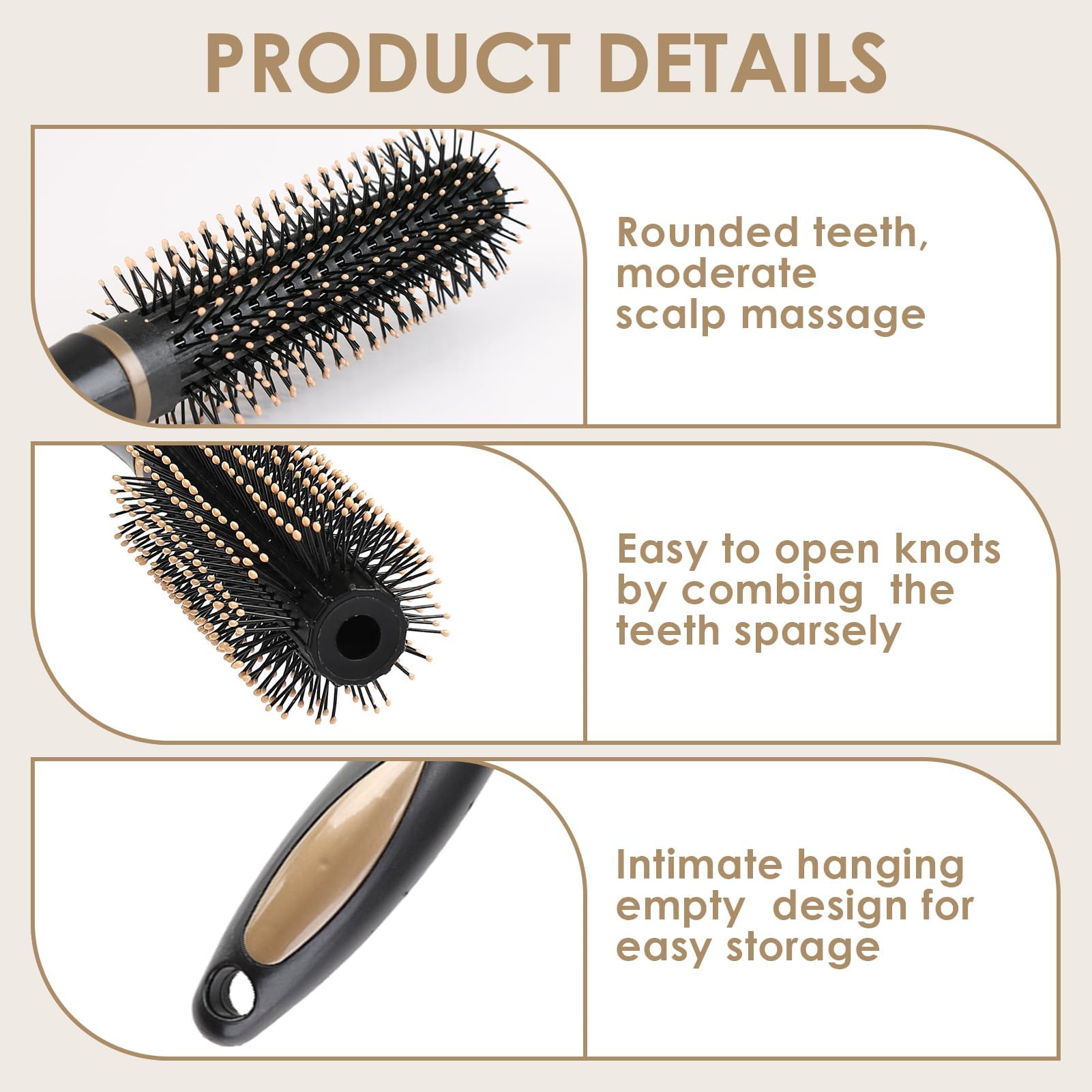 Kasoud Round Hair Comb, Brush for Blow Drying Styling At-Home Hairstyling Tool - Image 3
