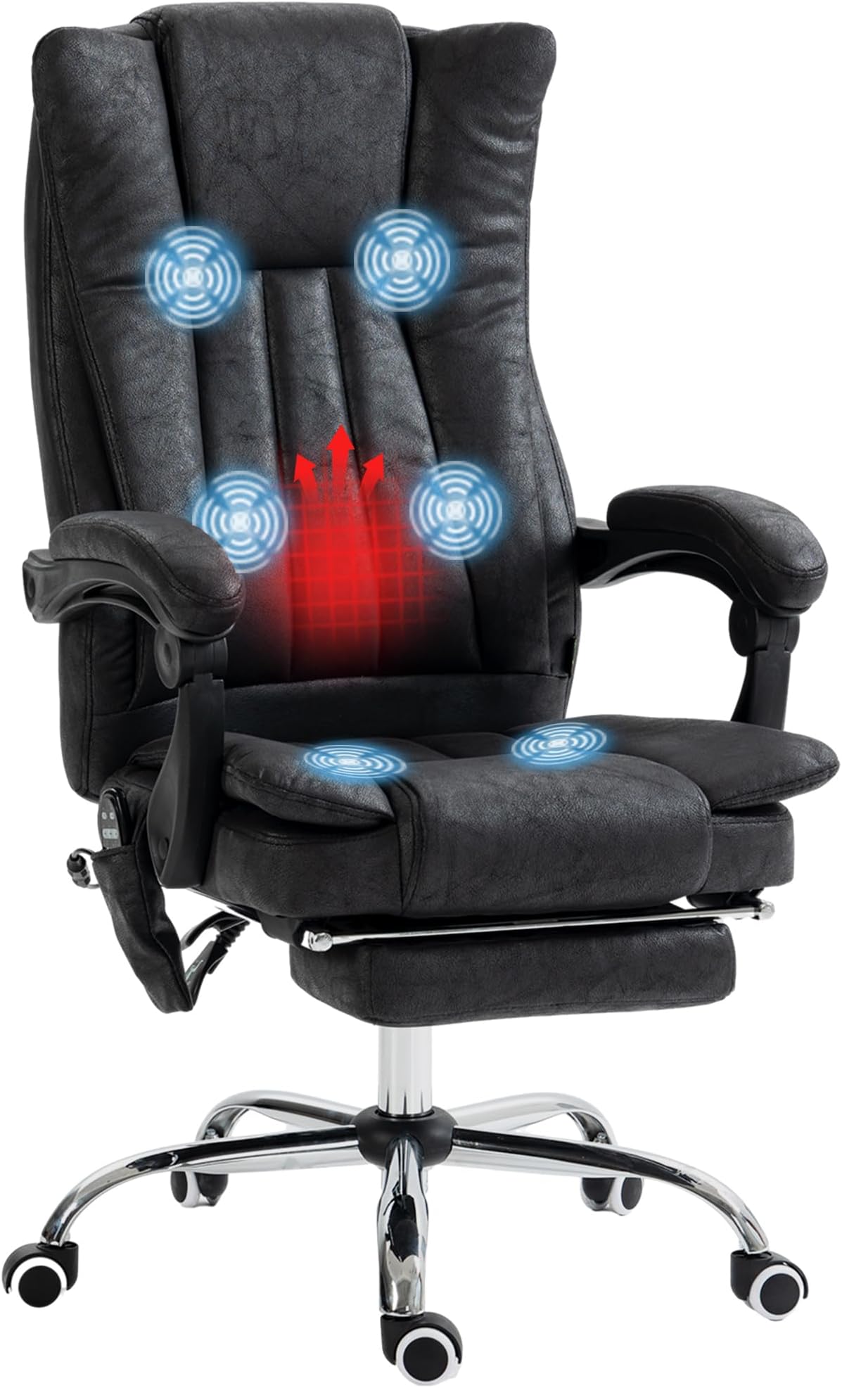 Vinsetto 6 Point Vibration Massage Office Chair, High Back, Black
