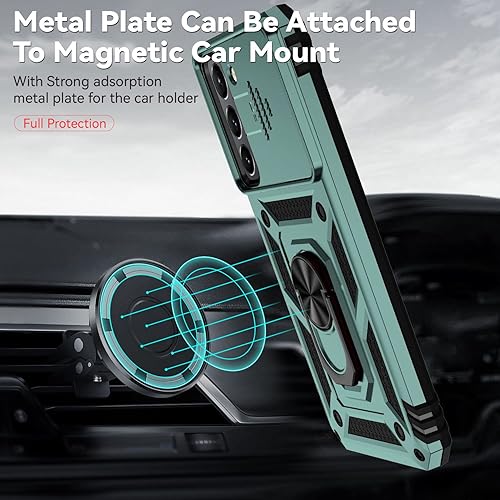 Miniatura 3 de Funda para Samsung Galaxy S22 con protector de pantalla para lente de cámara, doble capa de grado militar, probada contra caídas, soporte de anillo