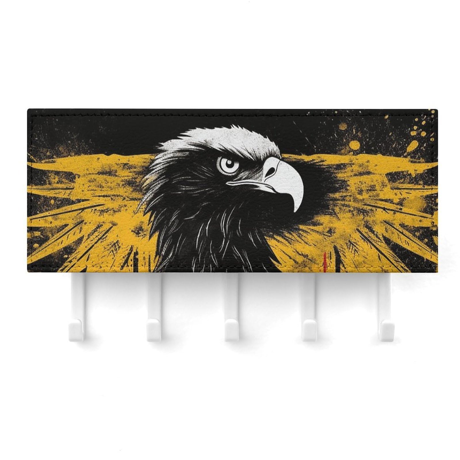 QMNLKH Germany Flag Eagle Wall Mounted Key Rack for Home, No Drilling Key Holder with 5 Hooks, Self Adhesive Keys Chain Organizer for Hallway, Keys Hanger Shelf for Office, Doorway White