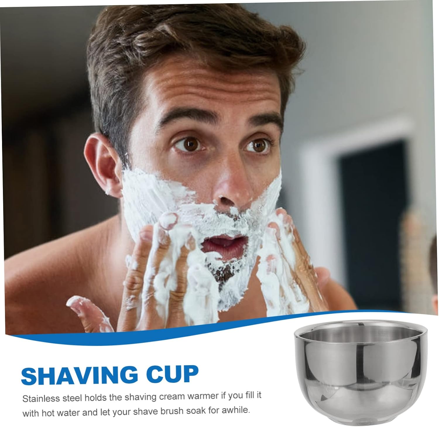 Shaving Soap Cup Barber Shaving Bowl Stainless Steel Lathering Bowl for Smooth Shave Style