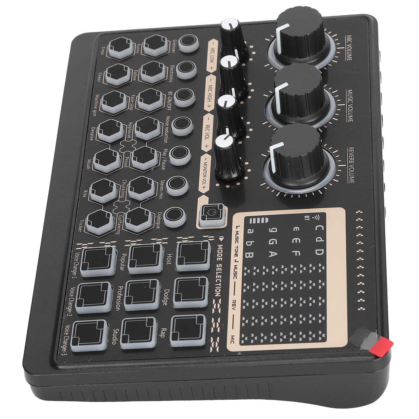 Live Voice Changer Card, Comfortable and Delicate Touch Keys Portable Live Sound Card Use Independent Control Knobs for Club for Music Studio (Black)-image-14