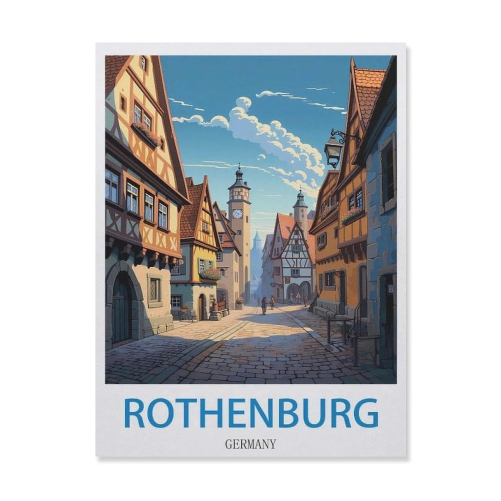 Vintage Metal Tin Sign ，Rothenburg Germany，Metal Wall Decor Decorative Tin Sign Art Plaque Poster for Home Kitchen Bar Coffee Shop Club Decoration(15x30cm）6x12 inch-EG10