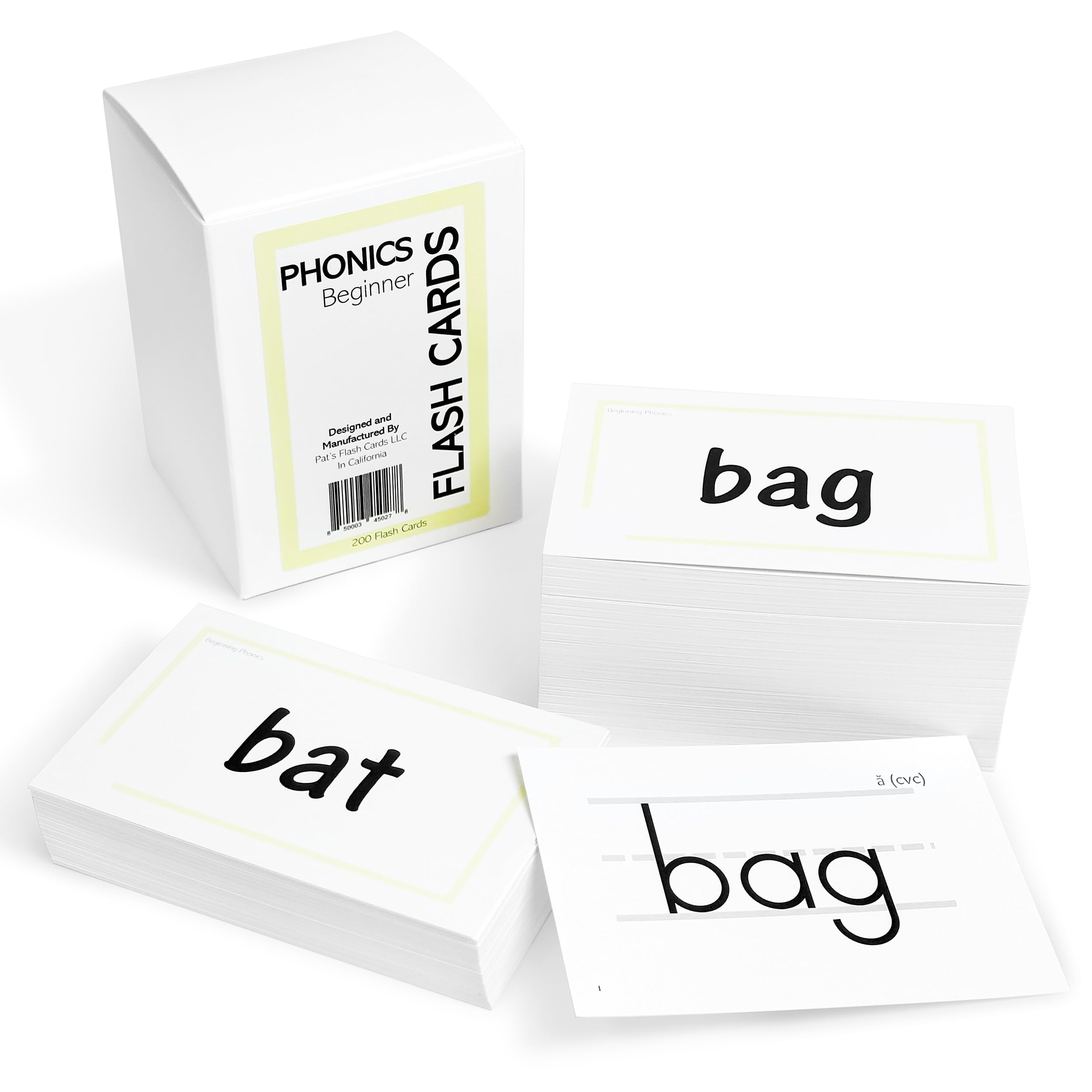 200 Beginning Phonics Flash Cards - CVC and CVCC Short Vowel Word Cards