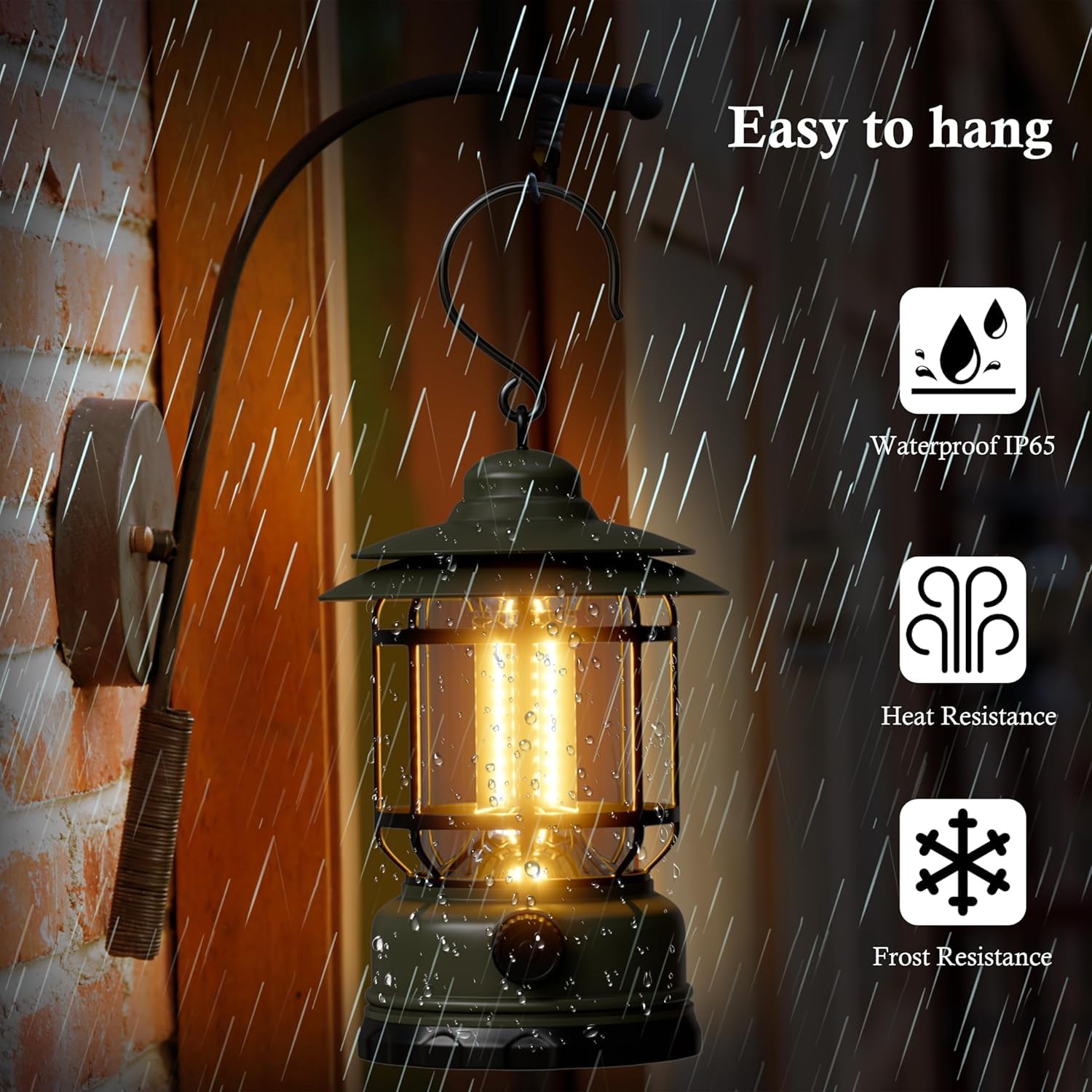Camping Lanterns Rechargeable, Portable Electric LED Camping Lights Outdoor Hanging Tent Light Vintage Tabletop Lantern Decor Stepless Dimming Waterproof for Camping, Indoor (Multicolor)