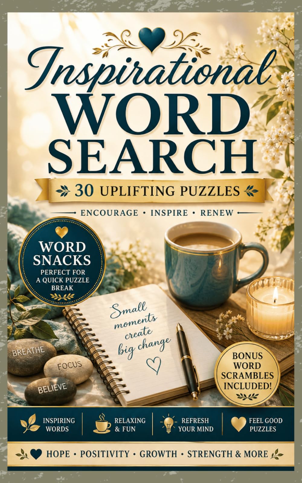 Inspirational Word Search Mini Puzzle Book: 30 Uplifting Puzzles for Relaxation, Positivity, Encouragement, Mindfulness, and Feel-Good Puzzle Fun (5x8 Mini Word Search)