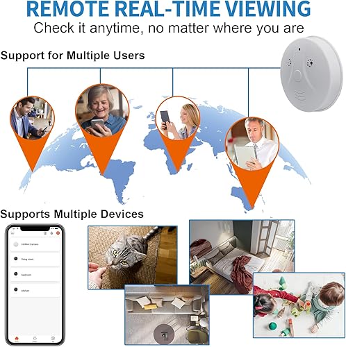 Miniatura 3 de Cámara oculta Detector de humo Video Cámara pequeña 1080P HD Cámara inalámbrica WiFi con visión nocturna y detección de movimiento Cámara de