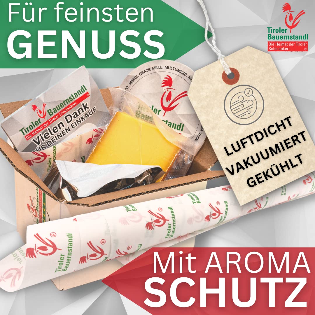 Tiroler Bauernstandl Die Heimat der Tiroler Schmankerl. - Steinbeißer [0,200Kg] Käse am Stück Butter Käse Probierpaket Käsefondue Set Käse Aufschnitt Schmelzkäse laktosefrei Käseplatte Raclette-Käse