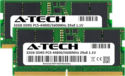 Miniatura 3 de A-Tech Kit de 64 GB (2 x 32 GB) DDR5 5600 MHz PC5-44800 CL46 SODIMM 2Rx8 Dual Rank 1.1V Non-ECC Unbuffered SO-DIMM 262-Pin Computadora portátil