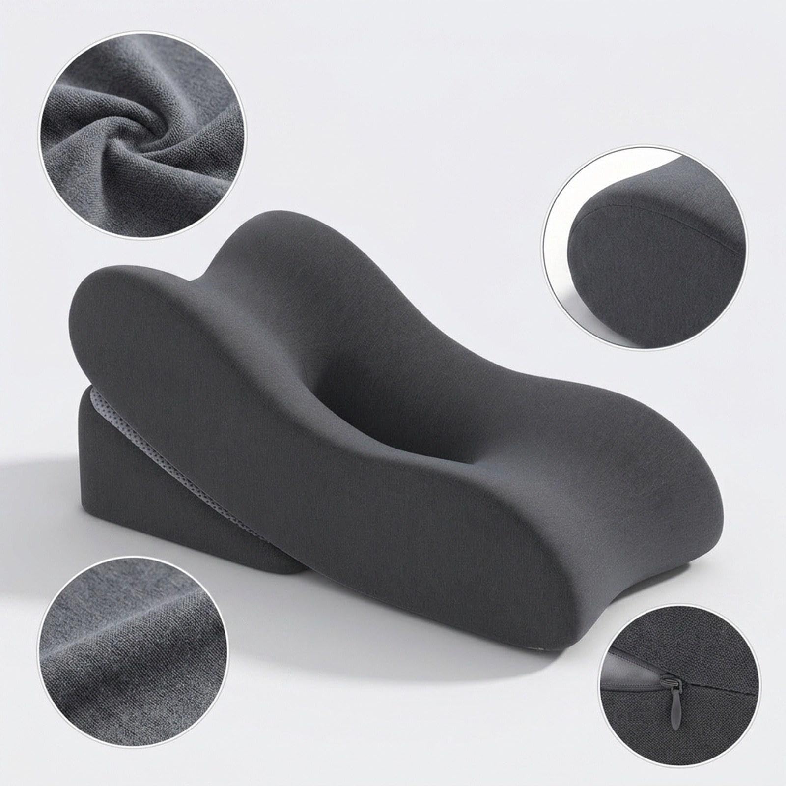 Cuscino per Elevazione delle Gambe, Cuneo per Gambe per sul Fianco, Poggiapiedi Ortopedico, Memory Foam, Cuscino di Sollievo, Grigio Scuro