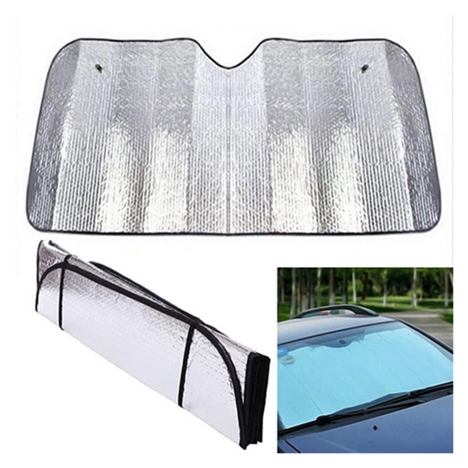 Parasole Per Parabrezza Auto Pieghevole - 26x48 Pollici, Protezione UV, Con Morsetto E Rotazione 360° - Foto 4