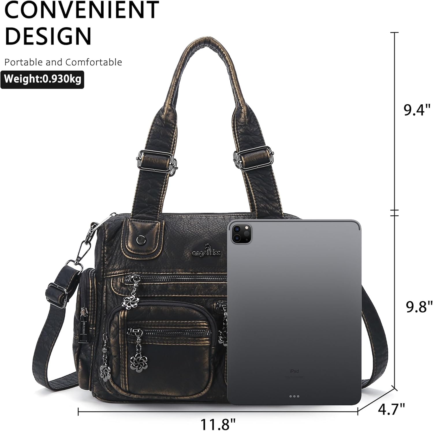 Angel Kiss Large Purses for Women Multi Pocket Hobo Handbag Ladies Tote Satchel Bag Soft Leather Shoulder Bag - Image 4