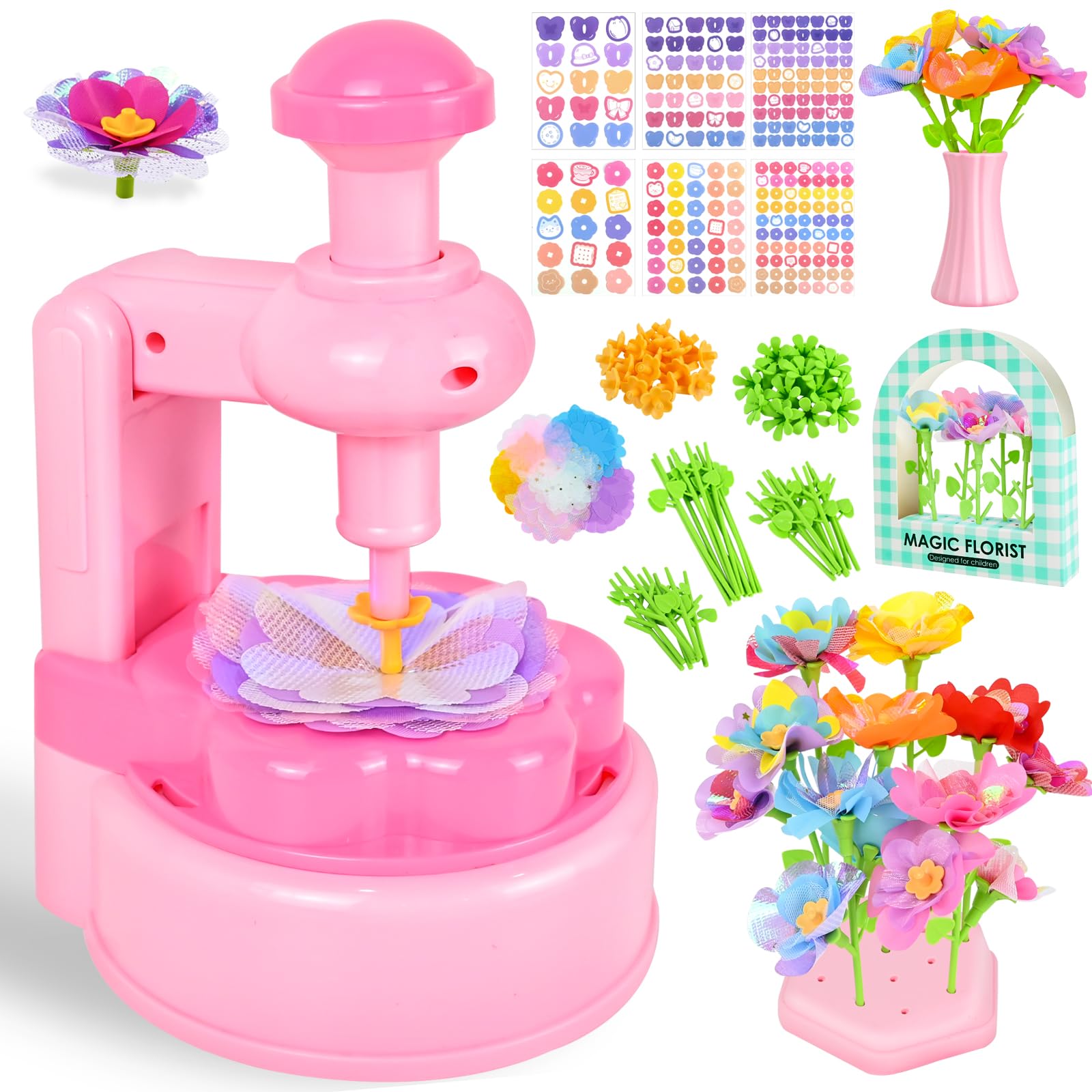FORMIZON Activité Manuelle Enfant, Bricolage Kit Fabrication de Fleurs Tissu, Jouet Fleurs pour Enfant 3 Ans+, DIY Flower Making Bouquet Anniversaire Noël Cadeau Fille 4 5 6 7 8 9 10 Ans
