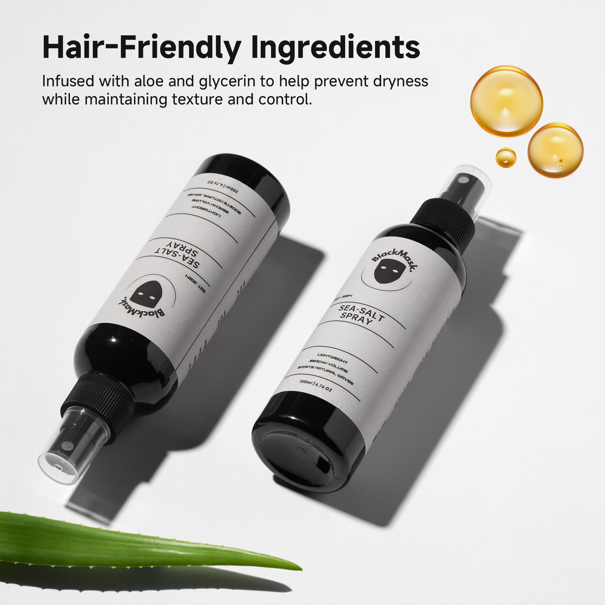 BlackMask Spray al Sale Marino per Uomo – Spray Texture Capelli Effetto Onde da Spiaggia con Finitura Opaca Naturale – Spray al Sale Marino per Styling dei Capelli Aggiunge Definizione, Volume e