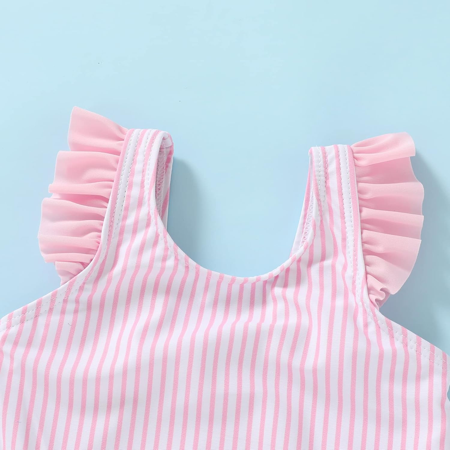 Tiny Cutey Toddler Girl Swimsuit Ruffled Stripe Sleeveless Swimwear One-Piece Baby Girl Bathing Suits - Image 5