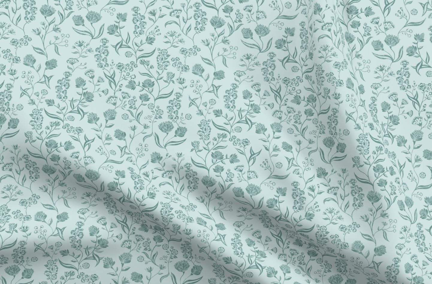 Spoonflower Fabric - Cottagecore Grandmillennial Floral Botanical Classic Traditional Printed on Petal Cotton Fabric Fat Quarter - Sewing Quilting Apparel Crafts Decor