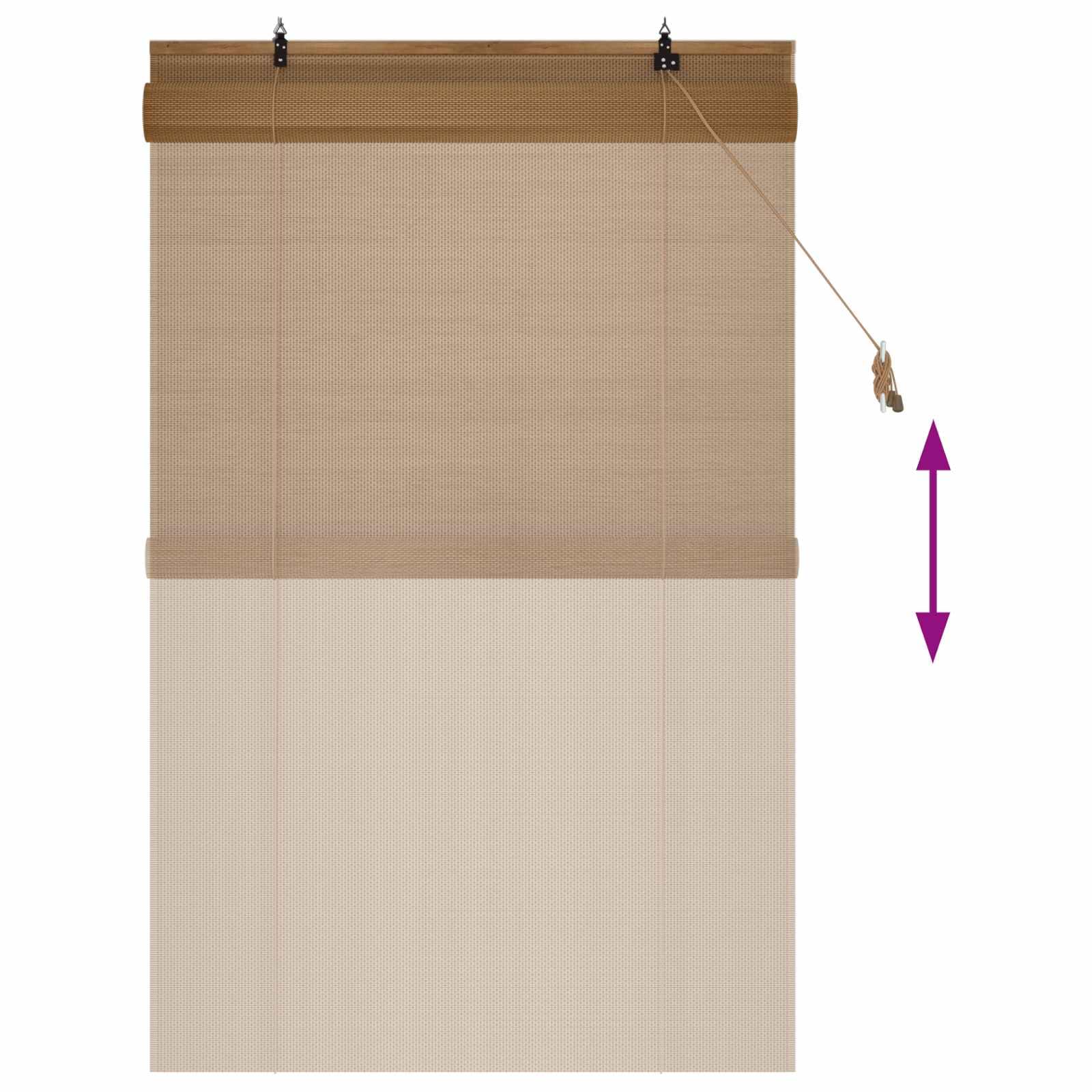 Store enrouleur en bambou marron 80 x 160 cm avec contrôle de la lumière réglable, options de montage polyvalentes, résistant aux UV et durable pour chambre à coucher, salon, cuisine, balcon