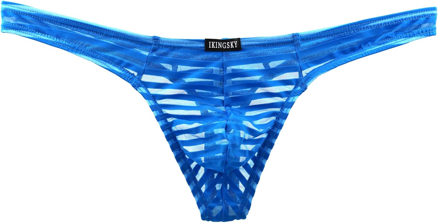 IKINGSKY Men's Sexy Transprant Thong Underwear Low Rise See Through Stretch Panties at  Men’s Clothing store