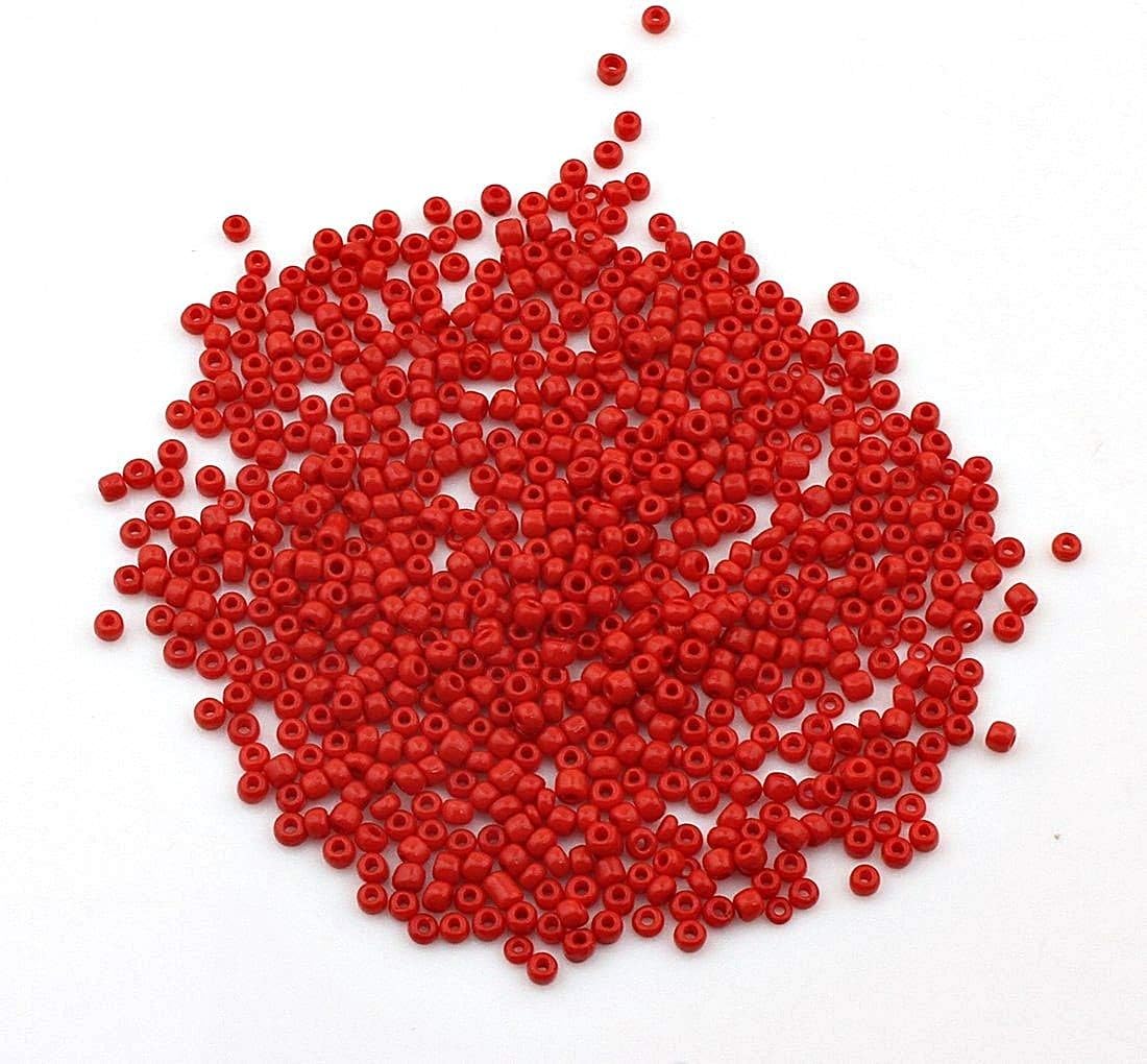 Pack of 1100 Glass Seed Beads 4 mm, 6/0, Pony Beads, Clear Mini Children's Beads, Seed Beads, Choice of Colours (Red Opaque) - Image 3