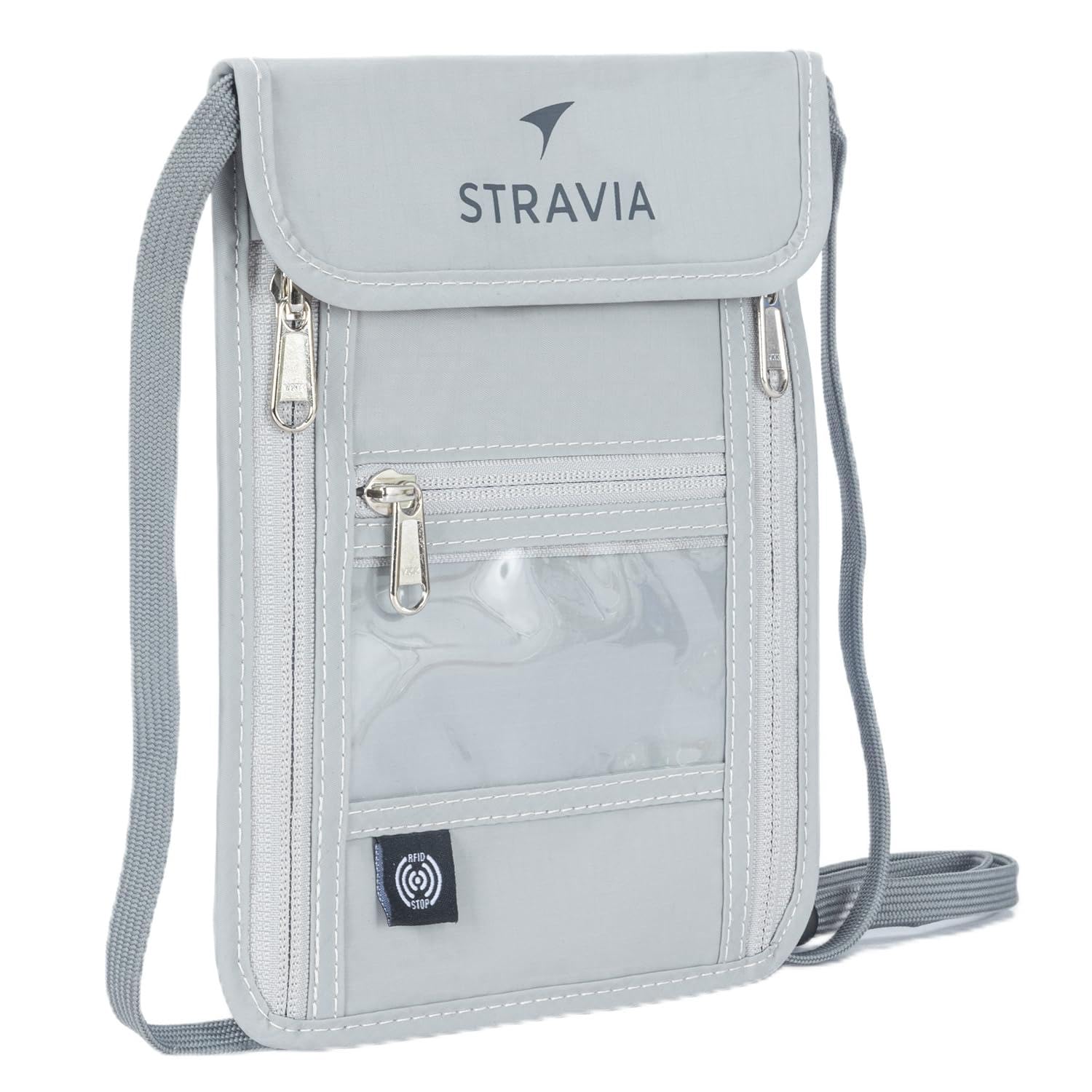 Stravia Voyager Neck Wallet – RFID Blocking Passport Holder for Travel, Slim Lightweight Hidden Neck Pouch with 5 Compartments, Adjustable 22” Strap,