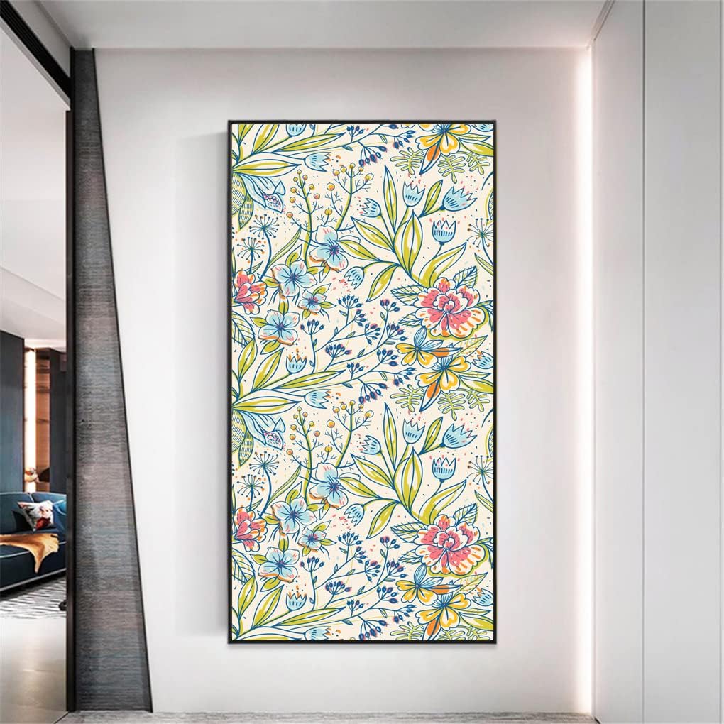 Bathroom Privacy Window Film Privacy Window Film Static Cling No Glue Decorative Plant Flower Window Treatments Window Coverings Glass Window Sticker Window Window Film(80x120cm WxH)