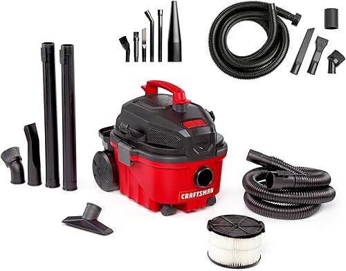 CRAFTSMAN CMXEVBE17040 - Aspiradora portátil de 4 galones y 5.0 HP de potencia húmedaseca, con filtro, manguera, kit de limpieza de coche y kit de