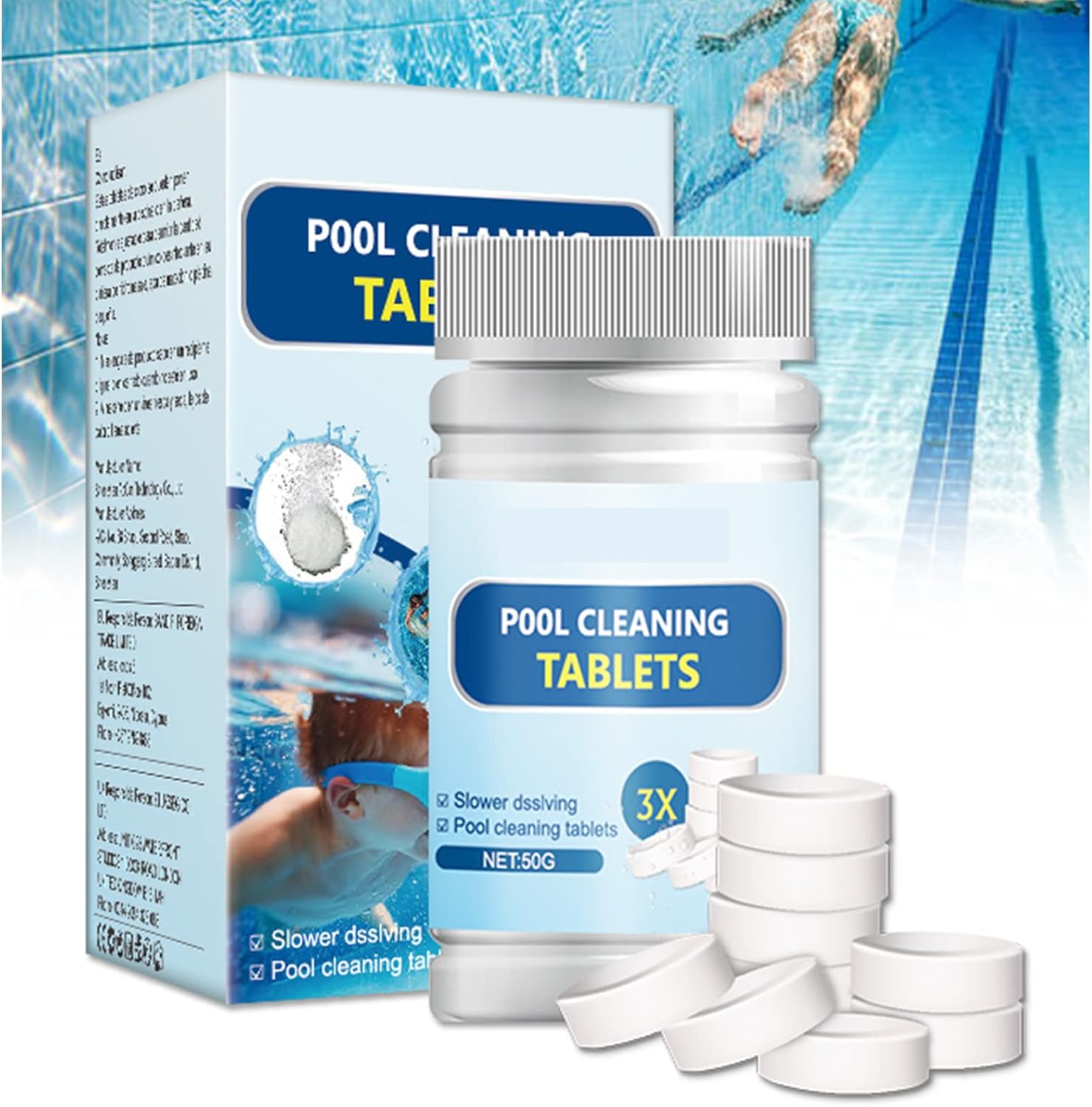 Magic Pool Cleaning Tablets, Compressa per la Pulizia di Piscina, vasca idromassaggio, Spa, 50g