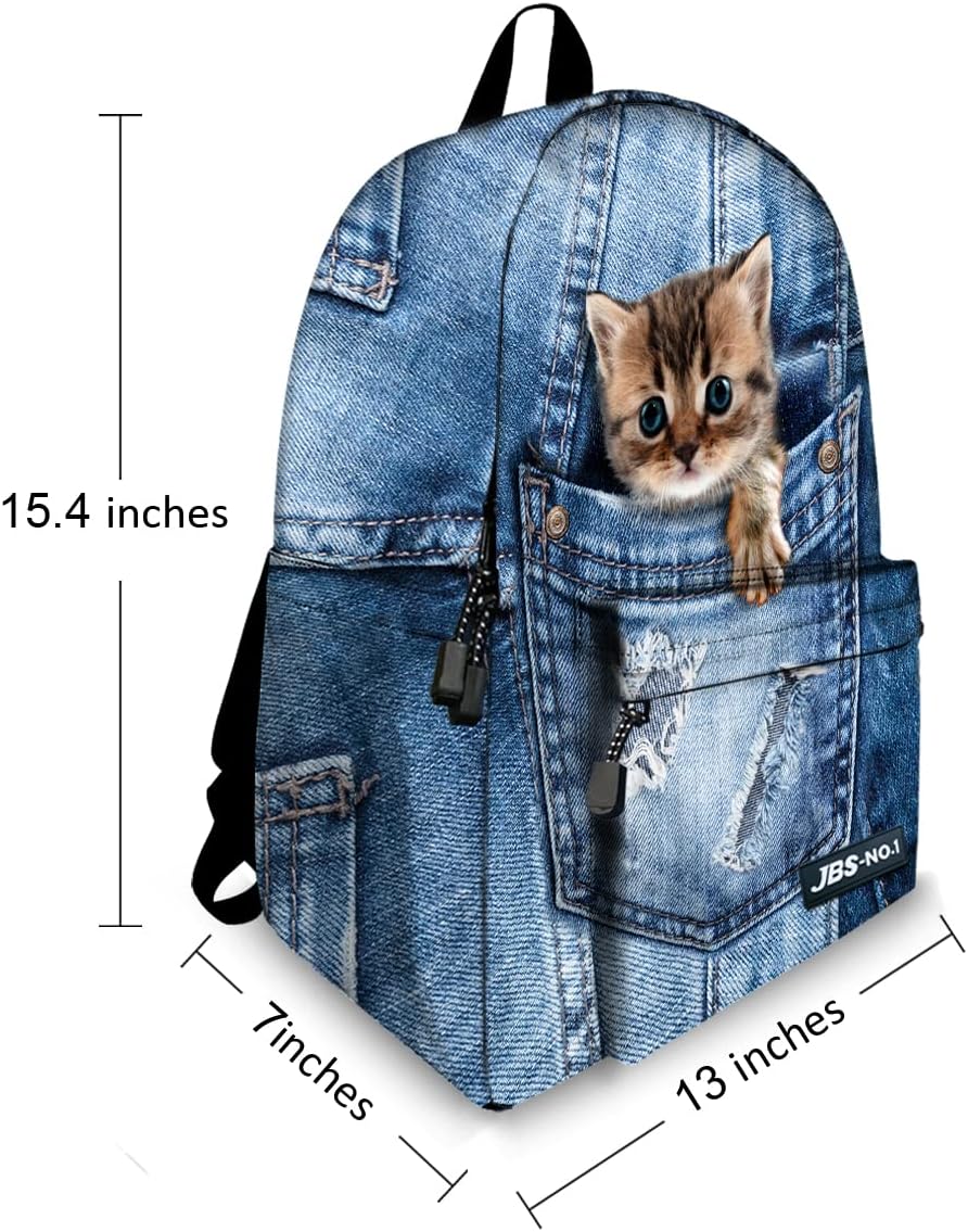 Cute Cats Backpack for Teen Girls Boys,Canvas Dogs Animals BookBags for School (cat-new1) - Image 2
