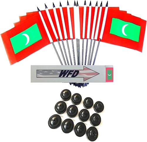 Miniatura 78 de Una docena de banderas y bases de escritorio Nauru, 12 banderas de poliéster en miniatura para oficina y pequeñas con 12 soportes negros Banderas