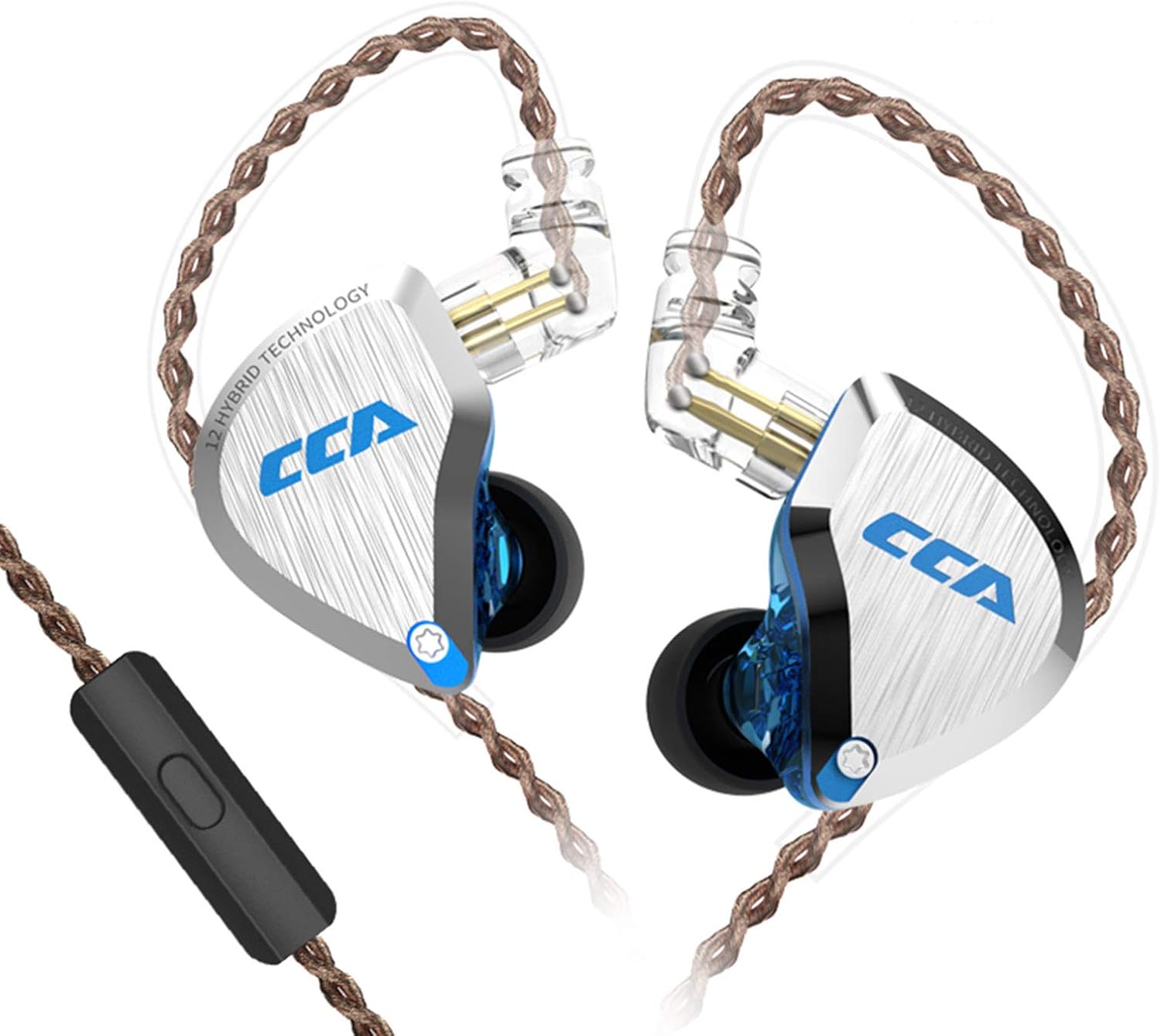 FEDAI CCA C12 Hybrid in-Ear Earphones, IEM 5BA+1DD in Ear Headphone,Zinc Alloy Shell+Resin Cavity Wired Earbuds in Ear Monitor with Detachable Cable CPin 0.75mm (with Mic, Blue) …