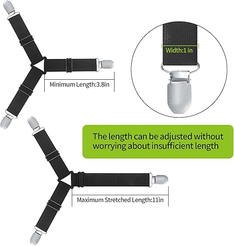 Miniatura 2 de wugongshan 4 correas para sábanas, clips de correas para sábanas, clips para sábanas, correas elásticas ajustables para sábanas, correas elásticas
