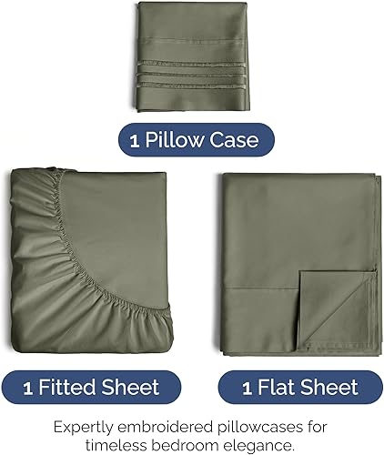 Vista 347 de Juego de sábanas de 4 piezas tamaño king, extrasuaves, transpirables y refrescantes con esquinas profundas, sábanas de fácil ajuste y sin arrugas