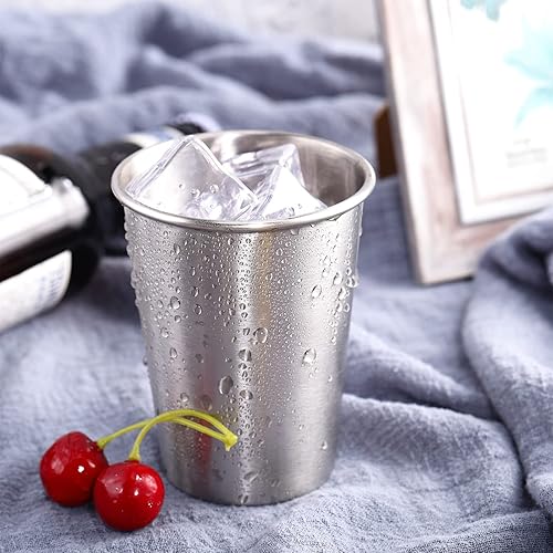 Miniatura 6 de Baderke Paquete de 16 vasos de acero inoxidable para niños y adultos, vasos de metal apilables, vasos de metal inastillables para viajes, campamento