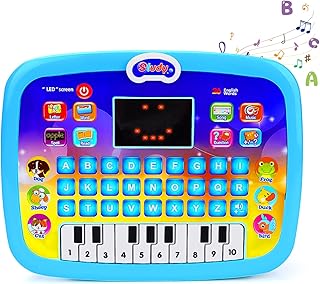 1 2 3 Year Old Boy Learning Toy,Educational Preschool Pad for Kids Boys Interactive Electronic Toy for 1-3 Year Old Baby Early Development Toy Gift for Boy Girl Kid 12m 18month (Blue)