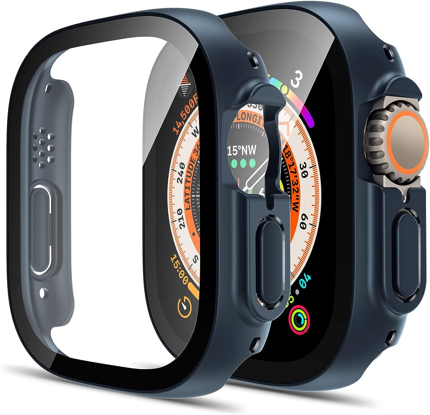 OJOS Hard Case Designed for Apple Watch Ultra 2 (2023) / Ultra 1 49mm, Built-in 9H [HD Clear] Tempered Glass Screen Protector, Full Protection Slim Cover for iWatch 49mm - Navy Blue (B0CP6CBGKX) Amazon Price History, Amazon Price Tracker