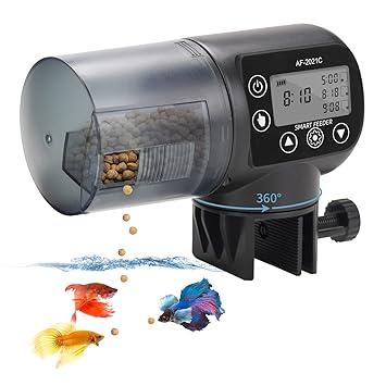Automatic Fish Feeder for Aquarium - Easy Programmable Fish Feeder Automatic Dispenser for Turtle Fish Tank Timer Fish Food Vacation Feeder for Weekend, 200ml/6.7oz, Moisture-Proof
