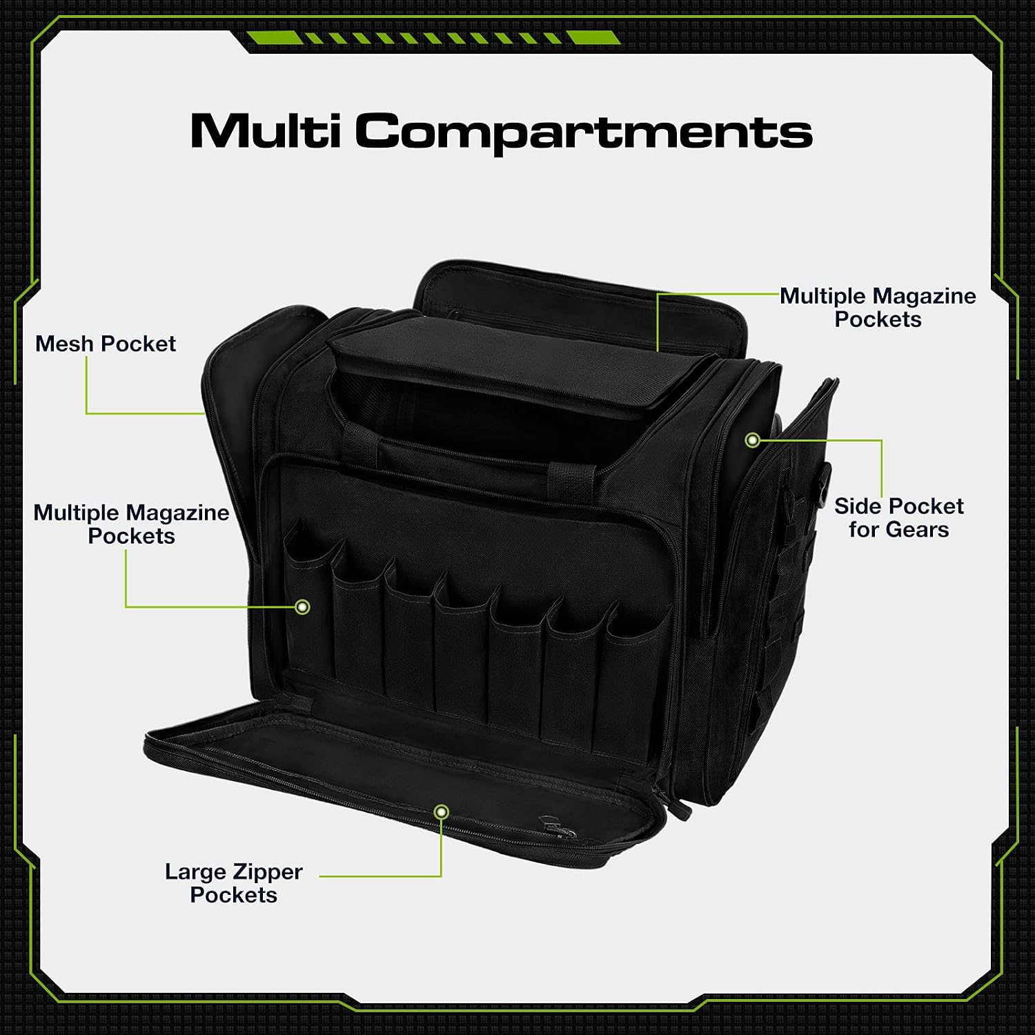 TIDEWE Tactical Range Bag for Gun & Ammo With 2 Pistol Case, Range Bag for Handgun with Removable Divider