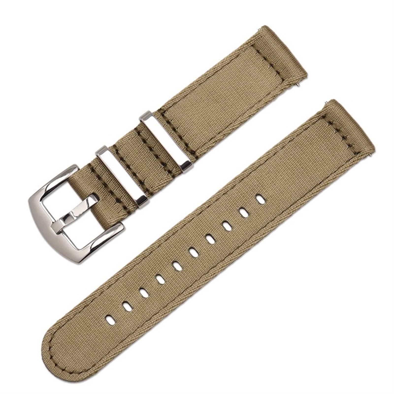 HABITZ Bracelet en nylon durable Zulu Band 18 mm 20 mm 22 mm 24 mm compatible for Samsung Galaxy Watch Active2 S2 S3 Huawei GT 2 Amazfit Bracelet en toile (Color : Khaki, Size : Medium)