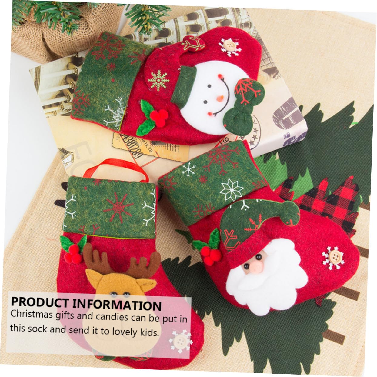 12stücke Weihnachtsstrumpf-tüten mit Anhänger Kleine Geschenktüten für Weihnachtssüßigkeiten Dekoration für Haus und Baum