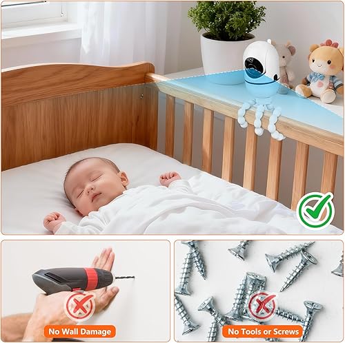 Miniatura 5 de Soporte trípode para monitor de bebé, soporte flexible para cámara de bebé compatible con HelloBaby HB65HB40HB6550HB66HB6339HB6550 Pro, ANMEATE