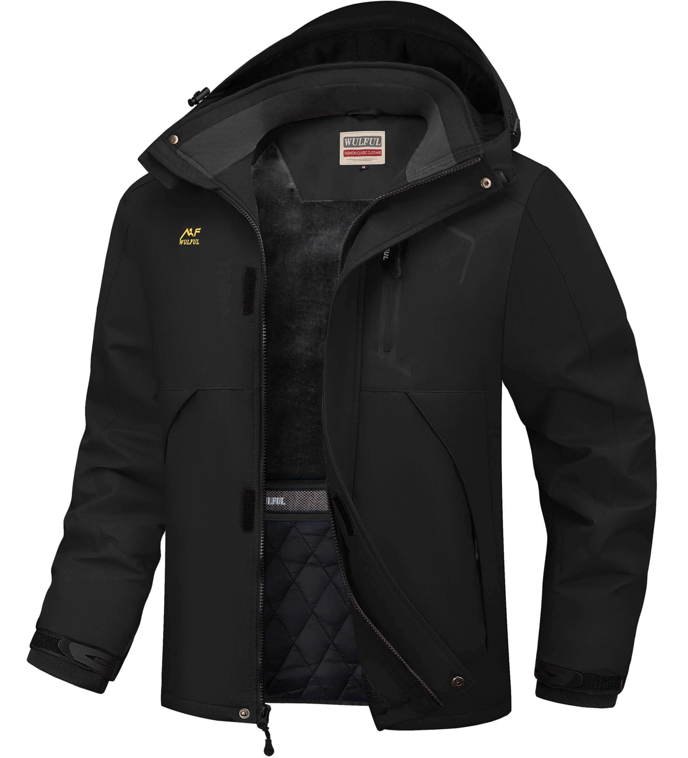 WULFUL Mens Winter Coats Waterproof Ski Jacket Warm Windproof Winter Windbreaker Jackets for Men with Hood