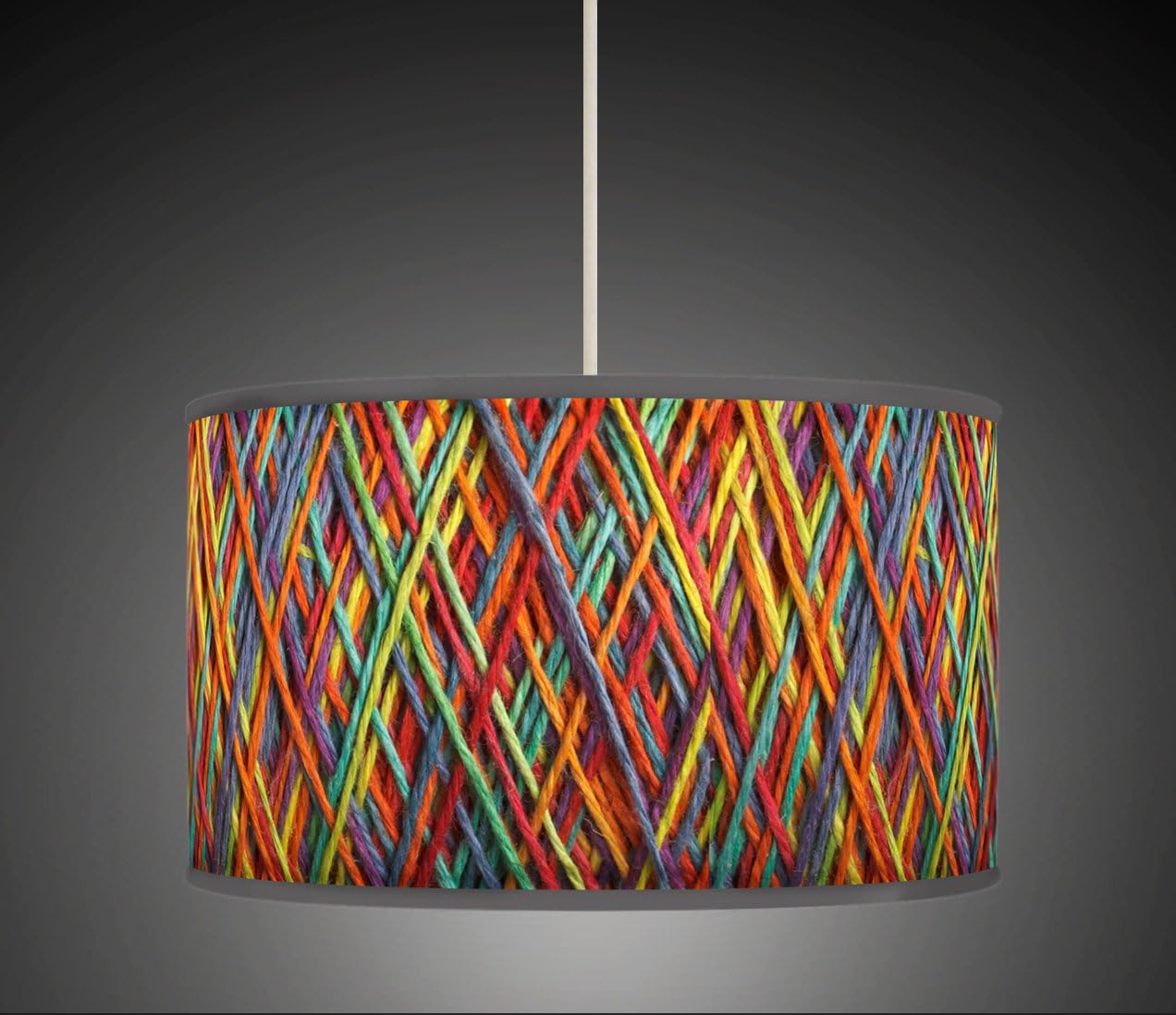 30cm String Effect Orange Yellow Blue Retro Handmade Giclee Style Printed Fabric Lamp Drum Lampshade Floor Ceiling Pendant Light Shade 602