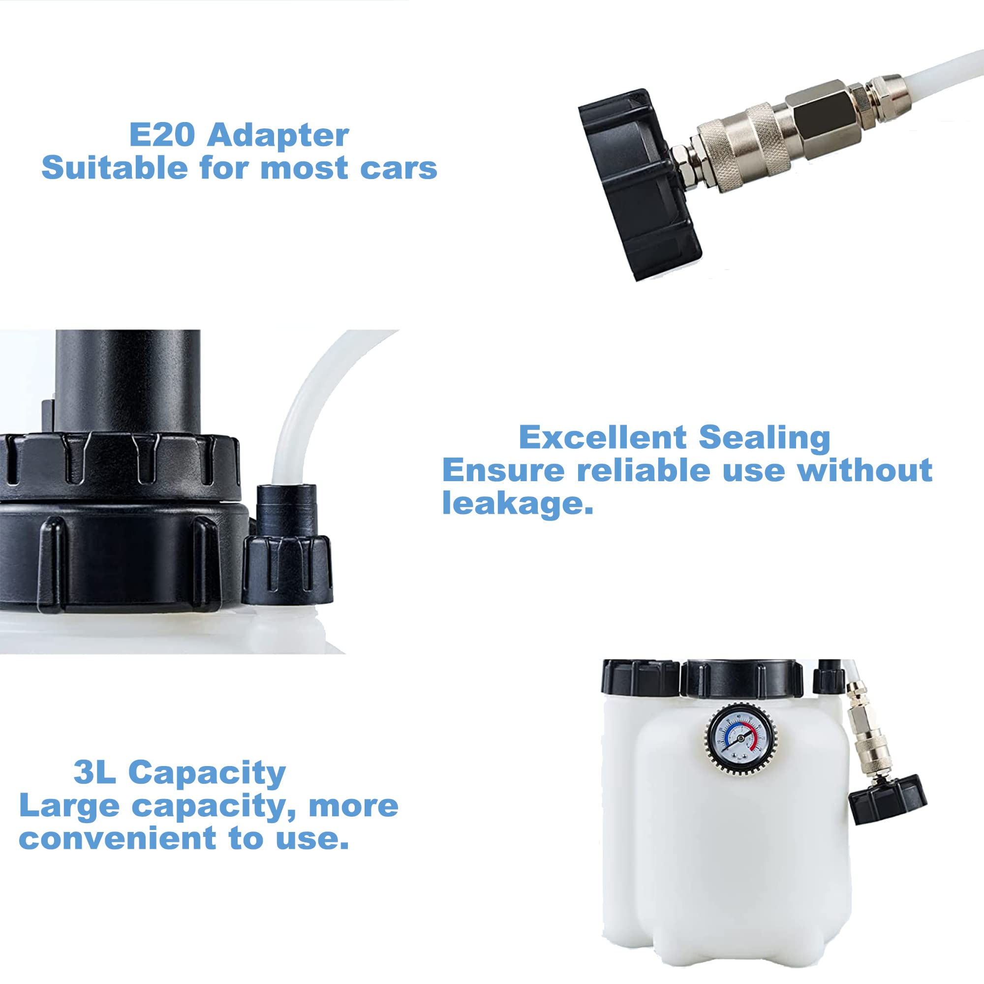 BOOMSTART Purgeur de Frein, Outil de Purge de Liquide de Purge d'embrayage de Frein Manuel avec E20 Adaptateur Universel