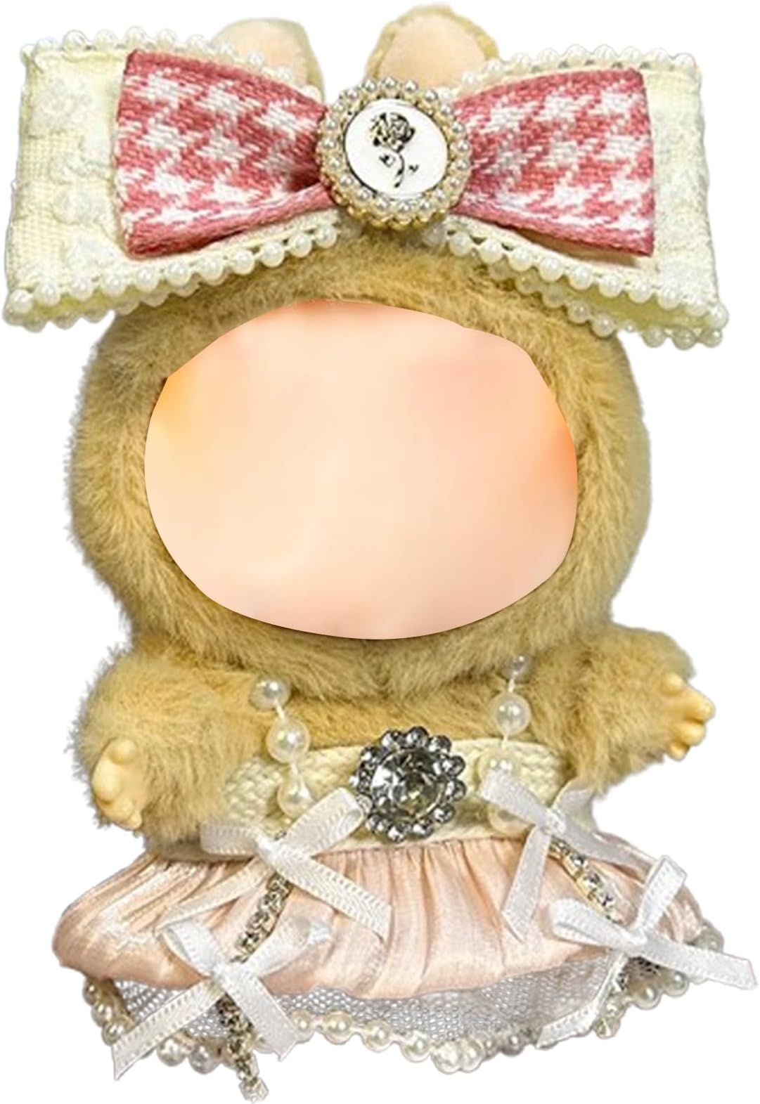 Labobo Clothes Desinger Compatitable with Labubu, Clothes for 17 cm Dolls, Plush Doll Outfits Clothing and Accessories Set (LBB-P-Pink)