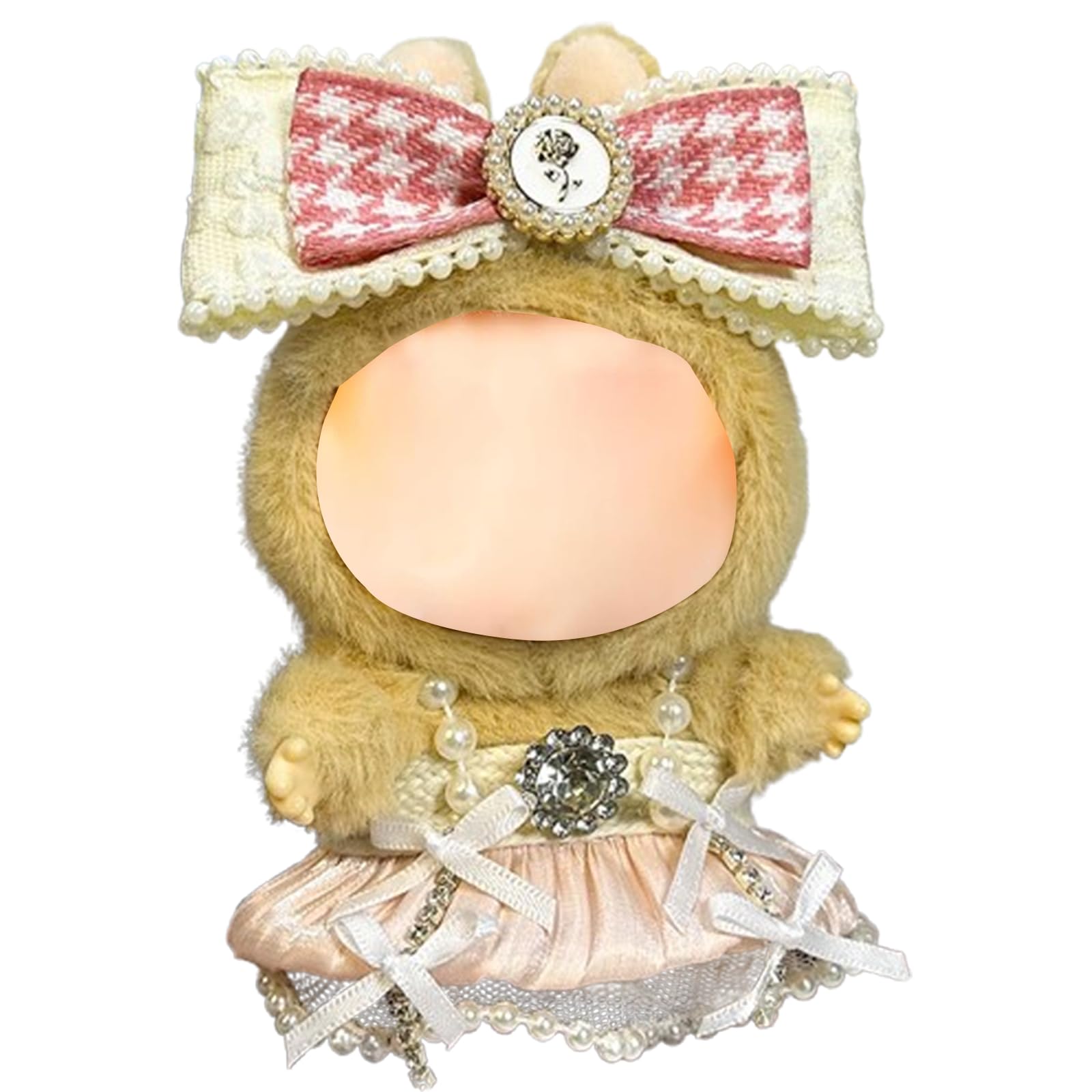 Labobo Clothes Desinger Compatitable with Labubu, Clothes for 17 cm Dolls, Plush Doll Outfits Clothing and Accessories Set (LBB-P-Pink)