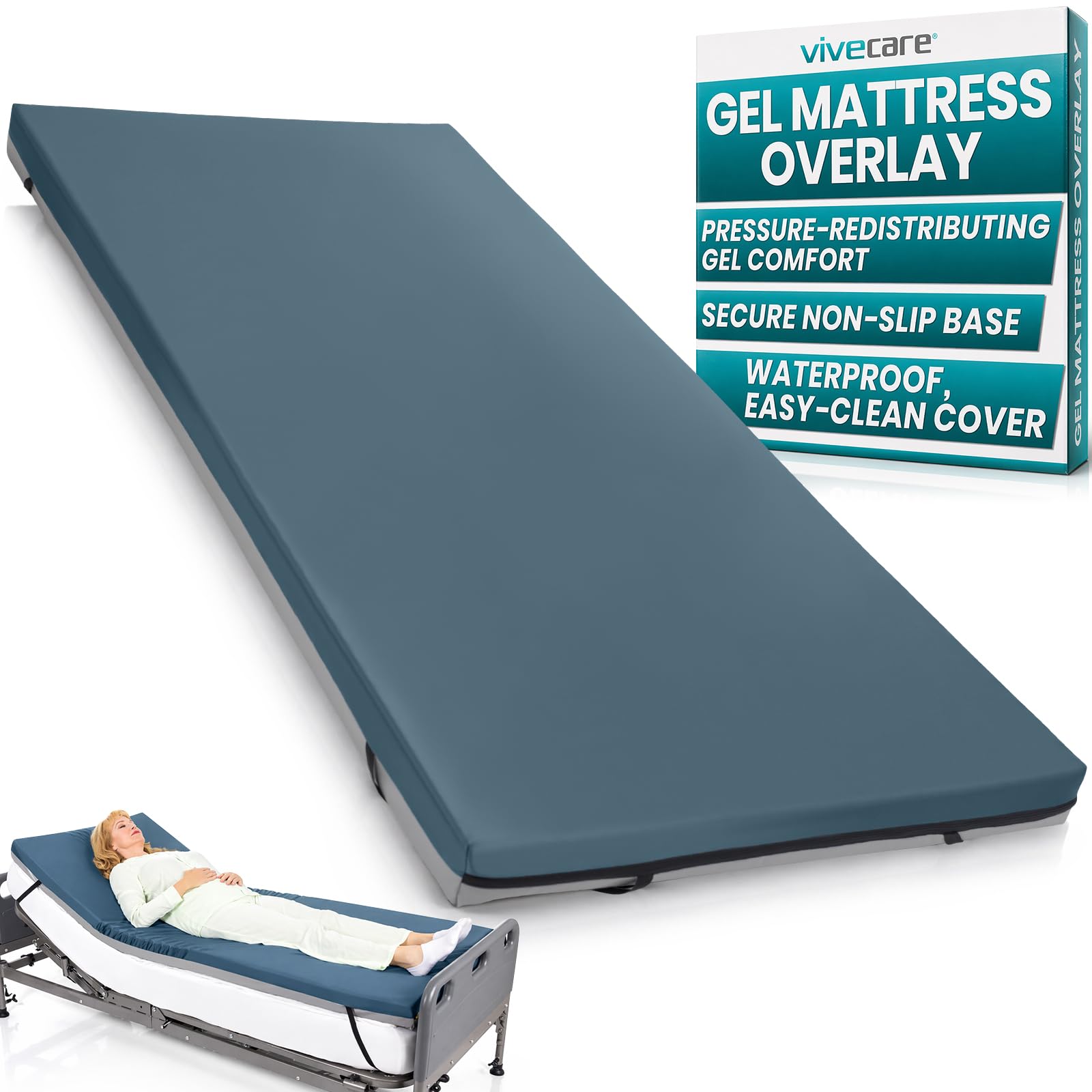Vive Mattress Topper for Hospital Bed - Gel Support for Home & Clinical Use